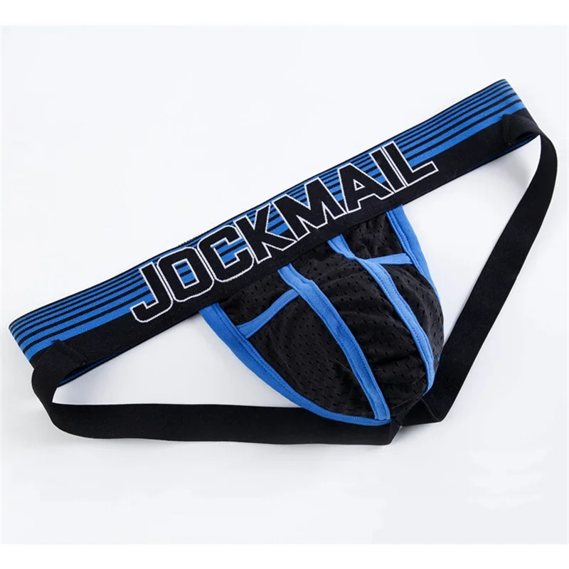 JOCKMAIL Low Waist Mesh Sissy Panties Sexy Gay Jockstraps Briefs Jogging Sports Men's Bikini Underwear Youth Tight Thong T-back