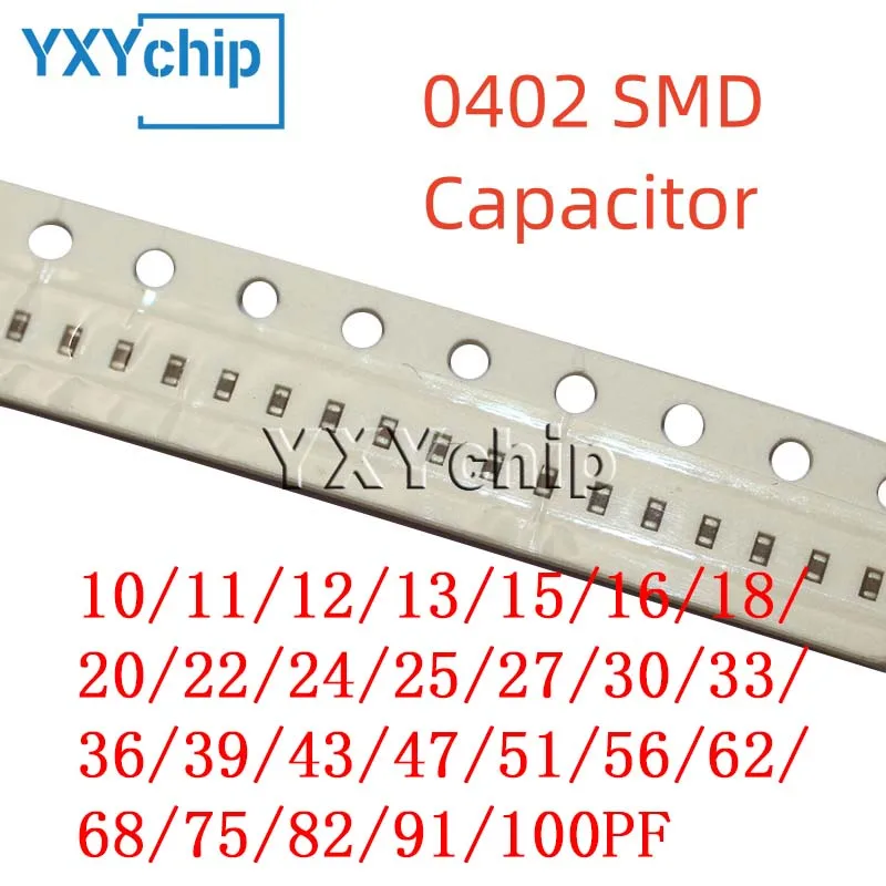 100 Stuks 0402 Smd Condensator 10/11/12/13/15/16/18/20/22/24/25/27/30/33/36/39/43/47/51/56/62/68/75/82/91/100pf C 0G Npo 5%