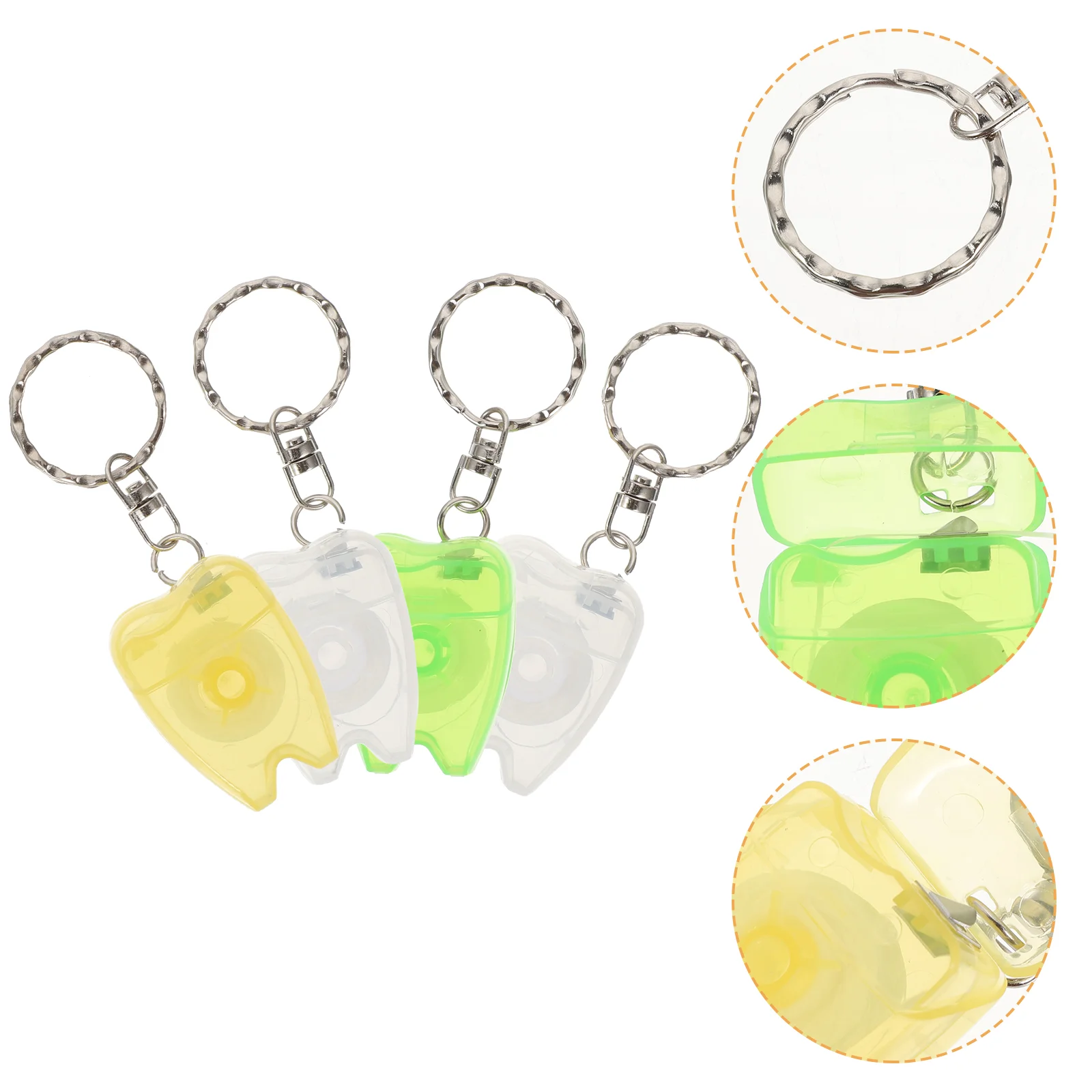 

4 Pcs Ultra Thin Floss Silky Wire Picks Keychain Teeth Dental Stick Clean