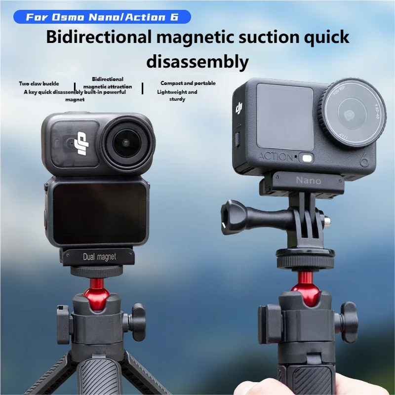 

Magnetic Base Adapter Set for DJI Nano and Action 6 Magnetic Mount with One Quarter Interface Sport Accessory Kit