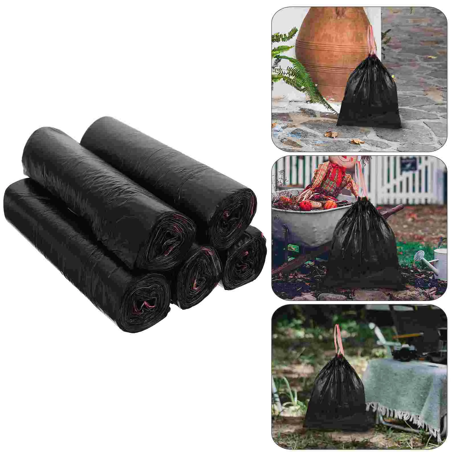 

75 Pcs Trash Bag Bags Portable Rubbish Large Drawstring Plastic Point Break Home Garbage Strong