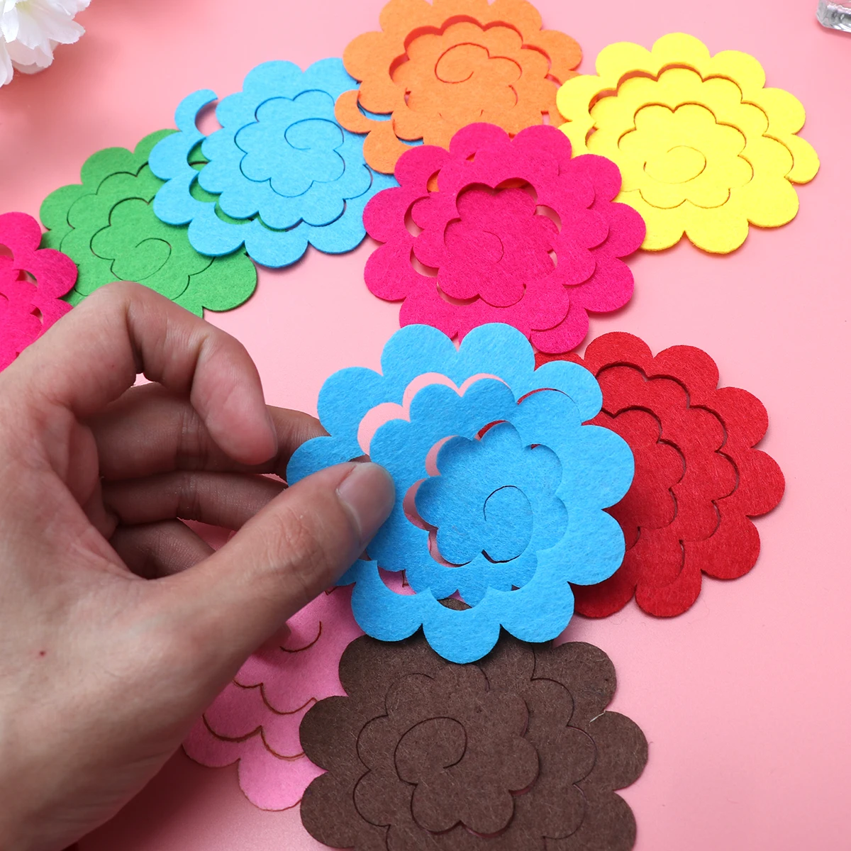 

50 Pcs Applique Artificial Flowers Felt Arrangements Sewing Crafts Supply Simulation