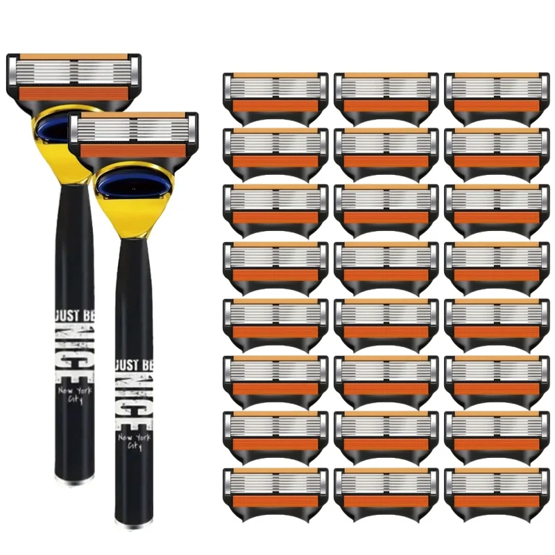 

Высококачественная мужская безопасная бритва, 6-слойные лезвия для бритья из нержавеющей стали, ручная бритва, замена режущей головки