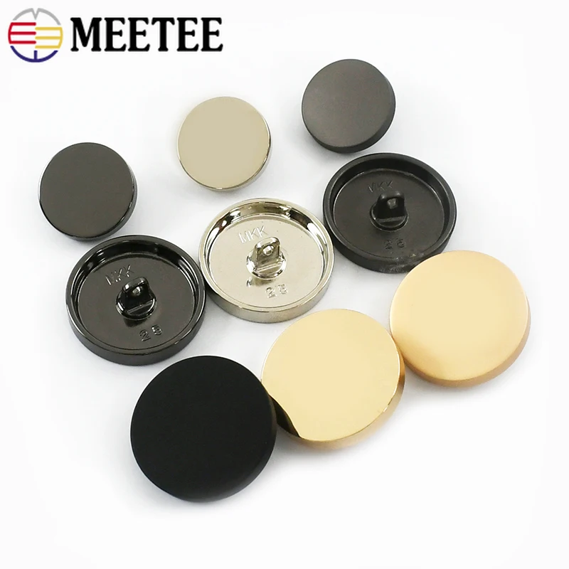 

10/20Pcs Meetee 10-28mm Flat Round Button for Shirt Sewing Buttons Metal Shank Garment Jeans Decor Buckle DIY Clothing Accessory
