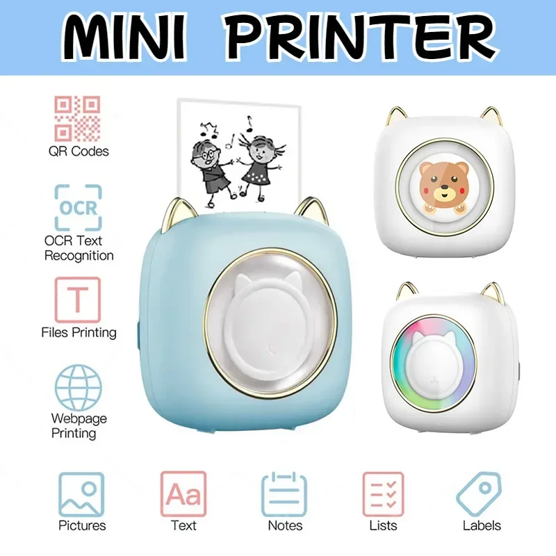 New mini thermal printer, portable error prone printer，Mini Pocket Printer, Bluetooth wireless home  mini printer for phone