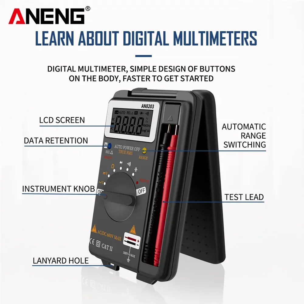 ANENG AN8203 mini profesionál digitální multimetr 4000 počítá oprávněný RMS střídavého ampérmetr elektrické napětí baterie tester elektrická kapacita krunýř měřič