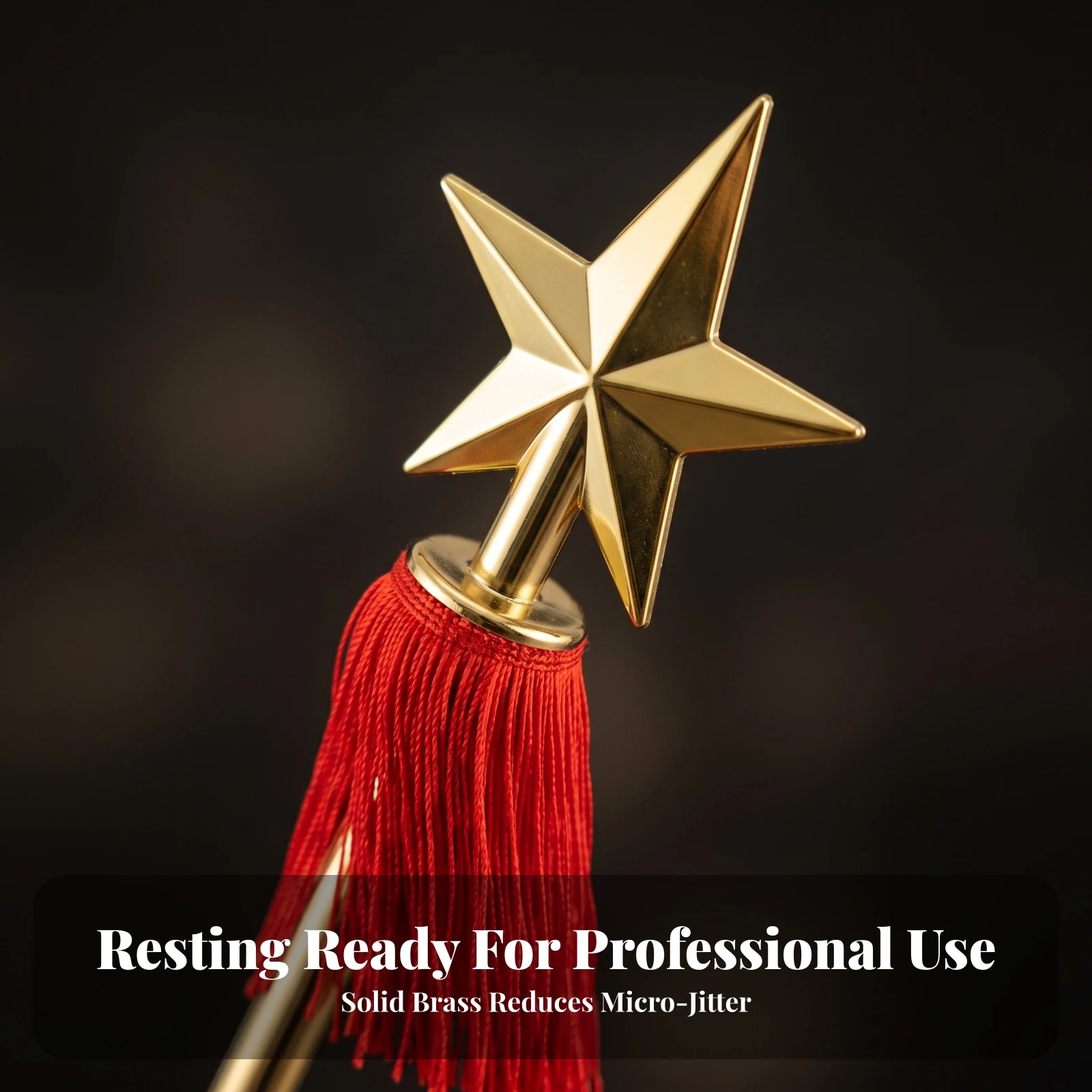 Brass Conductor Baton Gold-Toned Baton with Star Top-qualityBalanced Two-Section for Marching Teams, Ceremonial Directing
