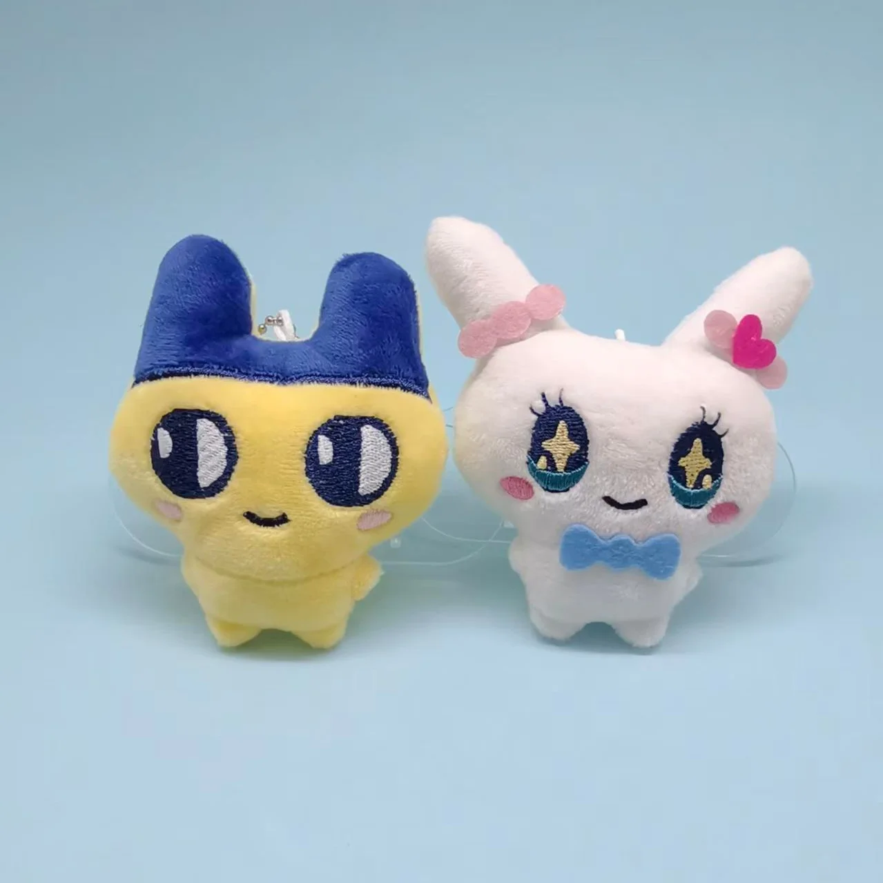 2Pcs/set Tamagotchi Plush Doll Keychain Mametchi Lovelinch Couple Bag Pendant Decor Kawaii Plush Keychain Toy Gift for Fans 10cm