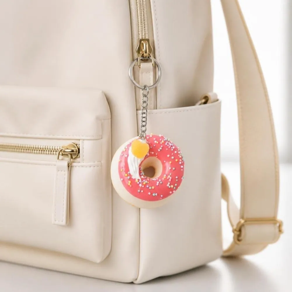 Simulated Food Donut Bread Squeeze Keychain Quick Rebound Kneading Donut Keychain Pendant Elastic Funny Fidget For Kids