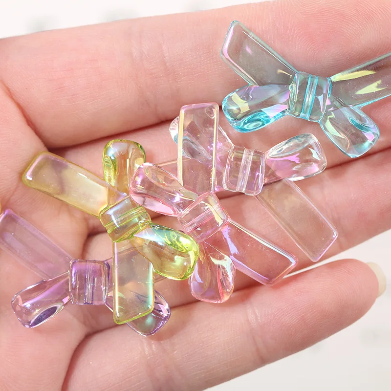 10Pcs Kawaii Acrylic Bowknot Jewelry Making Resin Cabochon Decoration Craft Scrapbooking for Hair Accessories DIY Embellishments