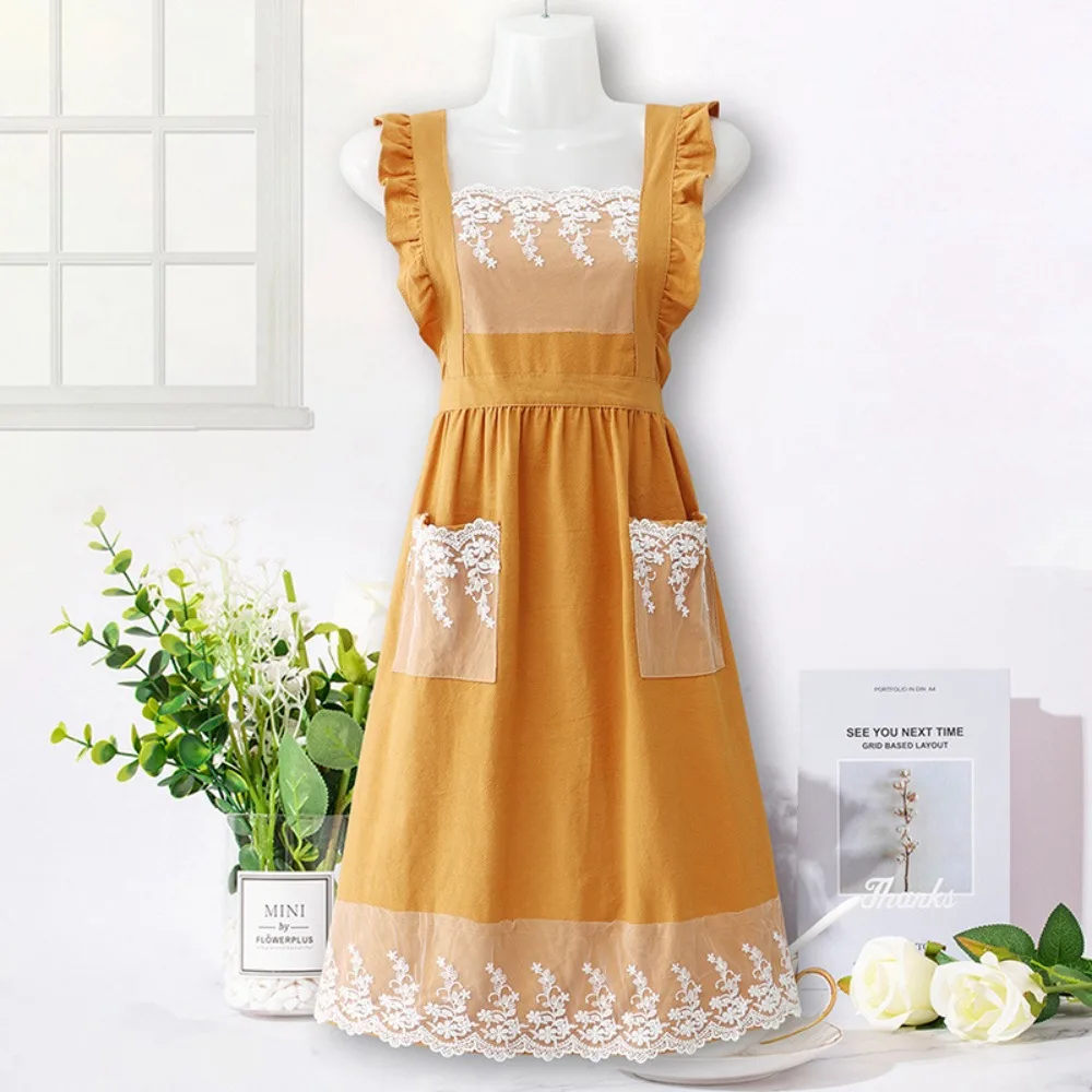 Home Use Vintage Princess Apron Fashion Elegant Cooking Apron Anti Fouling Breathable Dress Apron Women