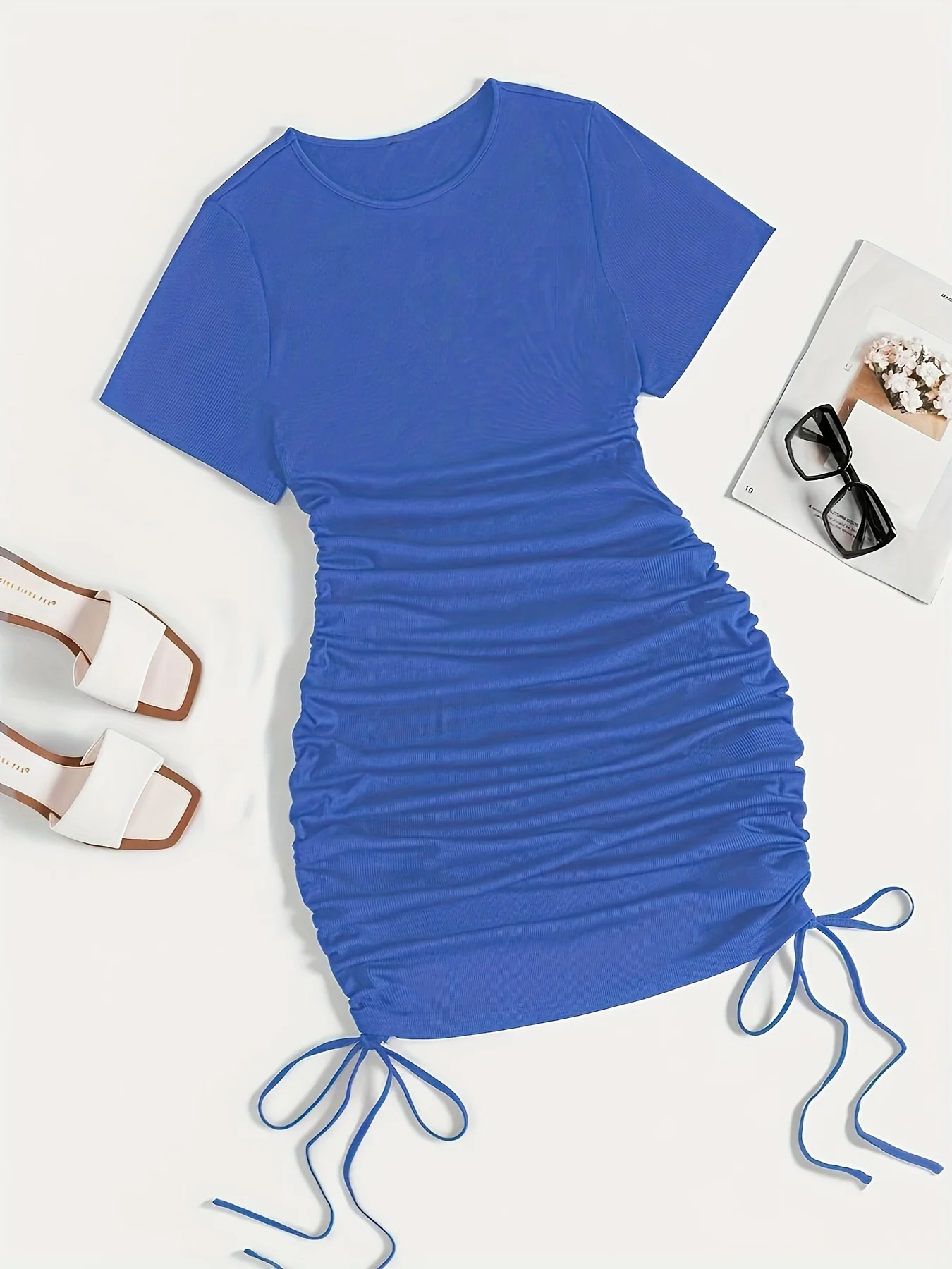 فستان نسائي كبير محبوك أنيق بلون سادة #1