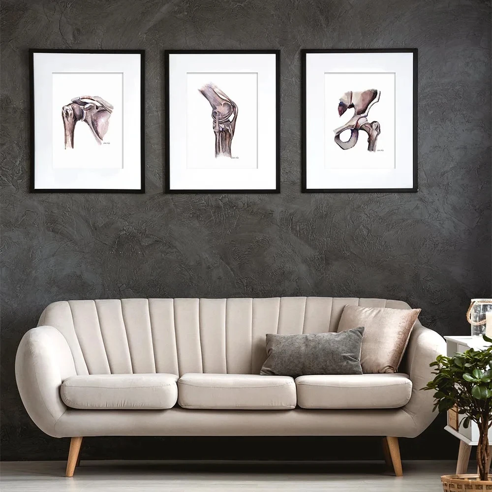 

Human Organ Anatomy Wall Art Canvas Print Watercolor Shoulder Hip Knee Painting Vertebral Column Poster Medical Art Gift Decor