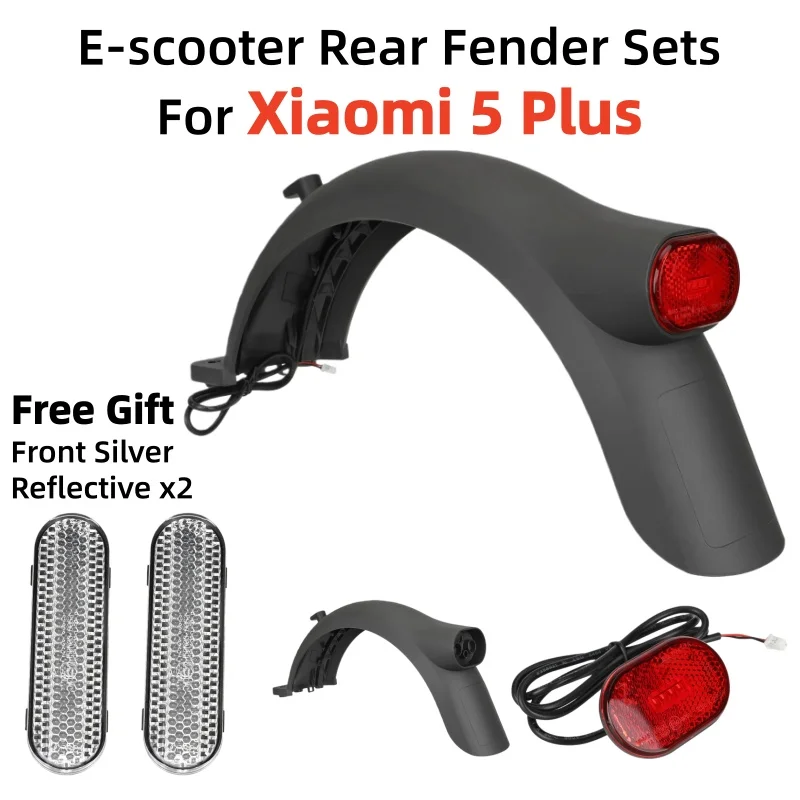 

5Plus Rear Fender Sets with Tail Light for Xiaomi 5 Plus Electric Scooter Whaterproof Mudguard Free Gift 2pcs Front Reflective