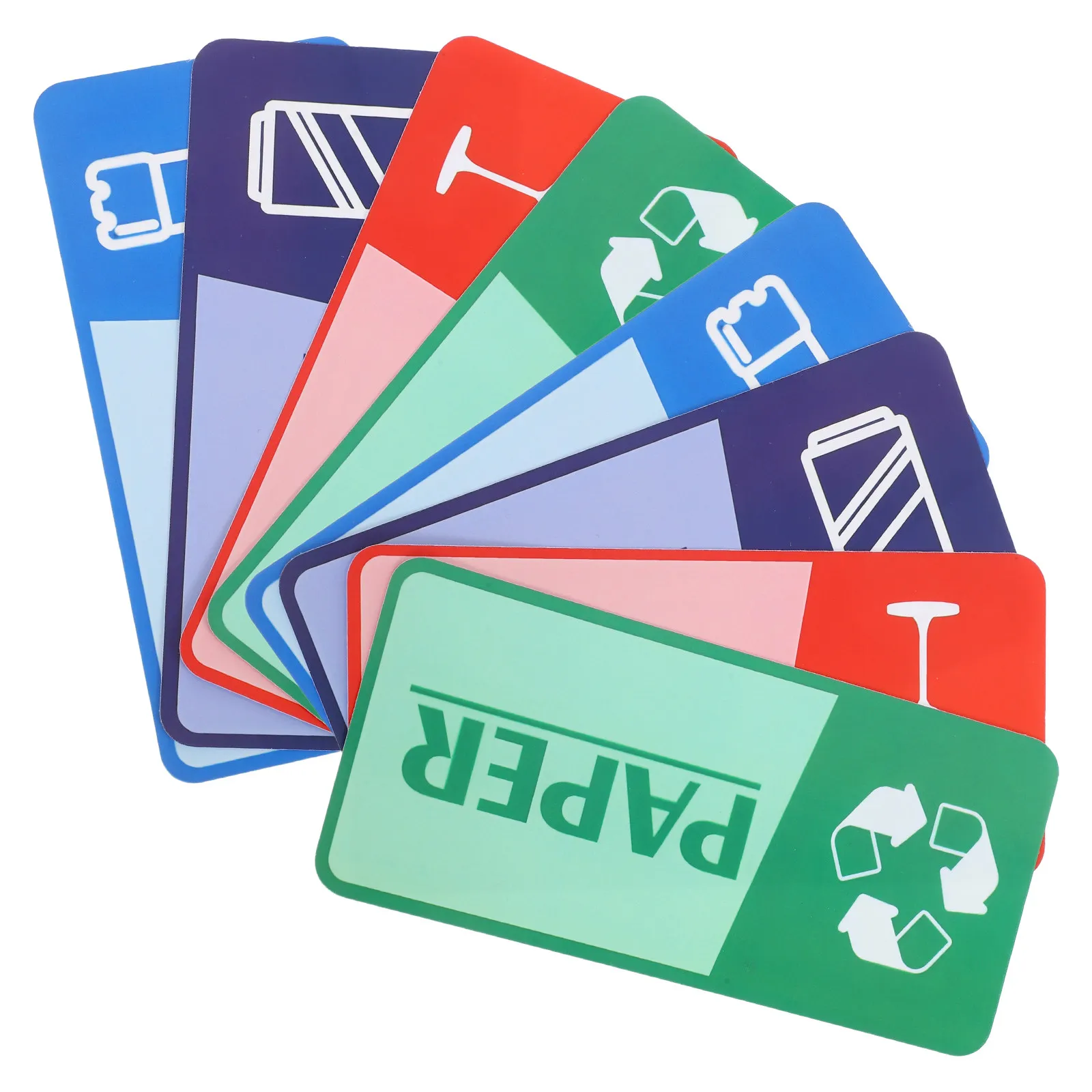 8Sheets Recycle Stickers for Trash Bins Fade-Resistant Removable Label Stickers for Containers Glass Plastic Paper Recycling