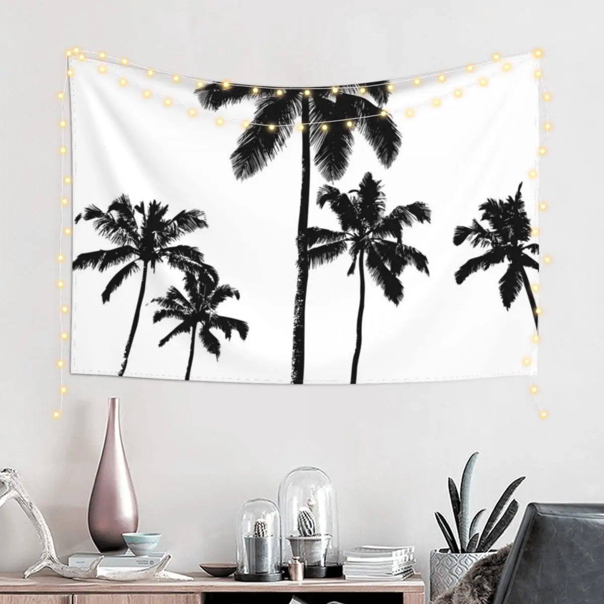 Tropical palms in monochrome Tapestry Decoration Pictures Room Wall Room Ornaments Aesthetics For Room Decor Cute Tapestry