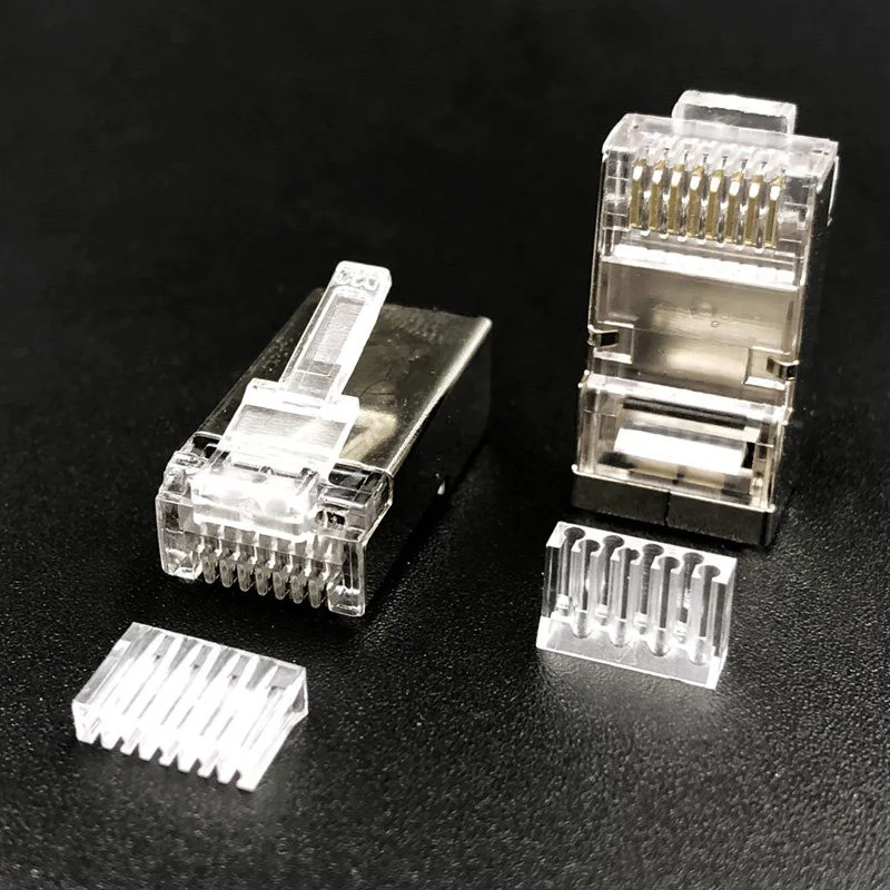 10PCS Six types of shielded crystal head CAT6 8P8C four-in-one four-outlet RJ45 plugs with cores