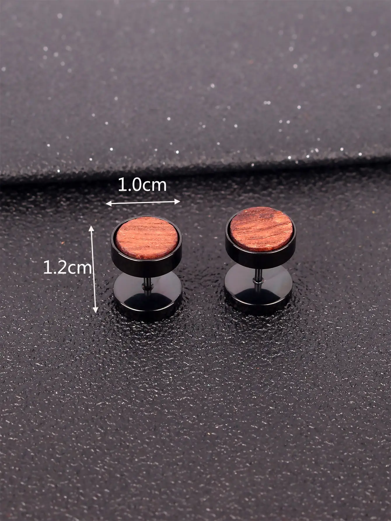 Pendientes redondos con diseño de madera para hombre, 2 piezas, estilo Punk Hip Pop de acero inoxidable, para regalo de joyería y fiesta