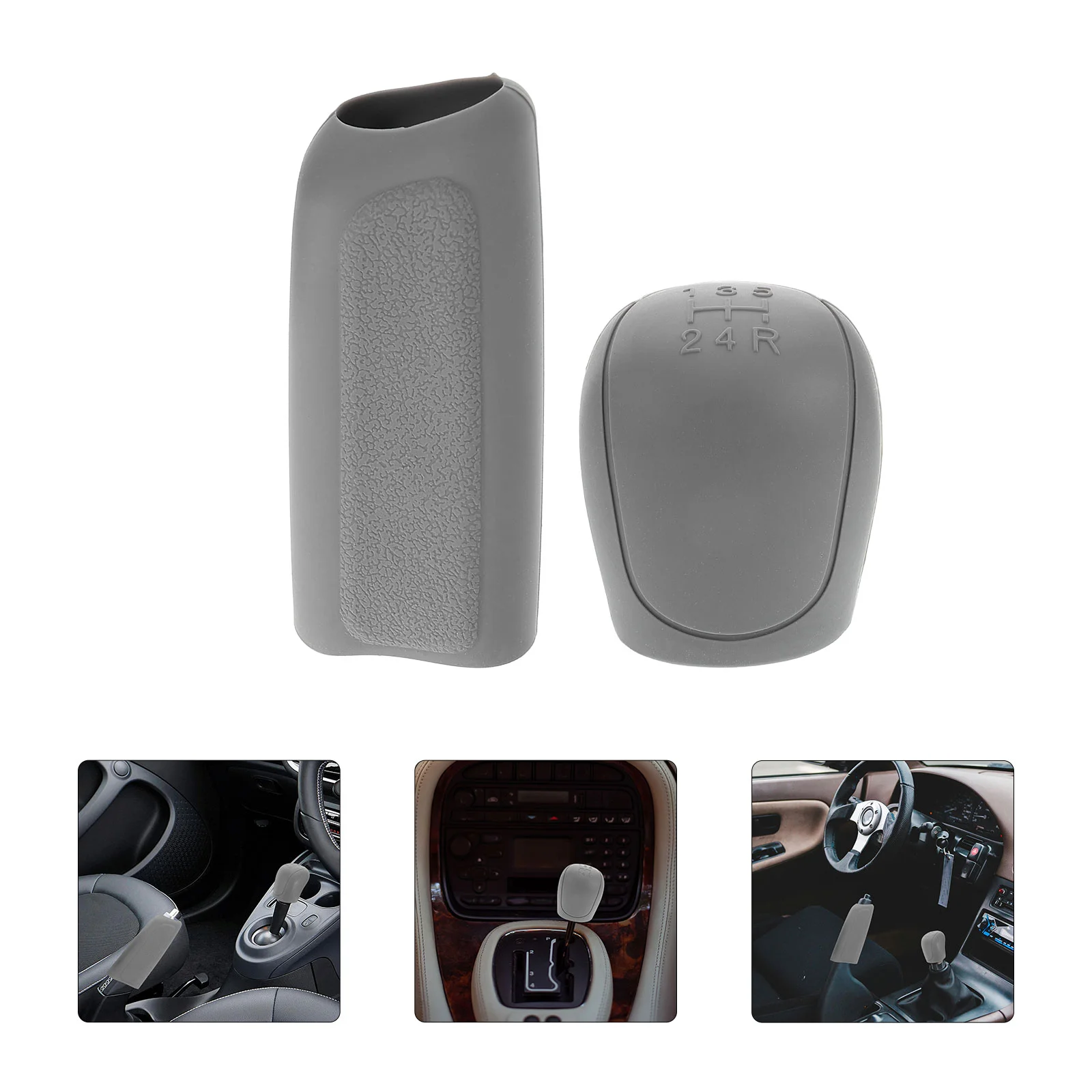 

2 Pcs Car Interior Set Gear Shift Lever Cover Silicone Knob Universal Fit Manual Automatic Transmission Anti Scratch