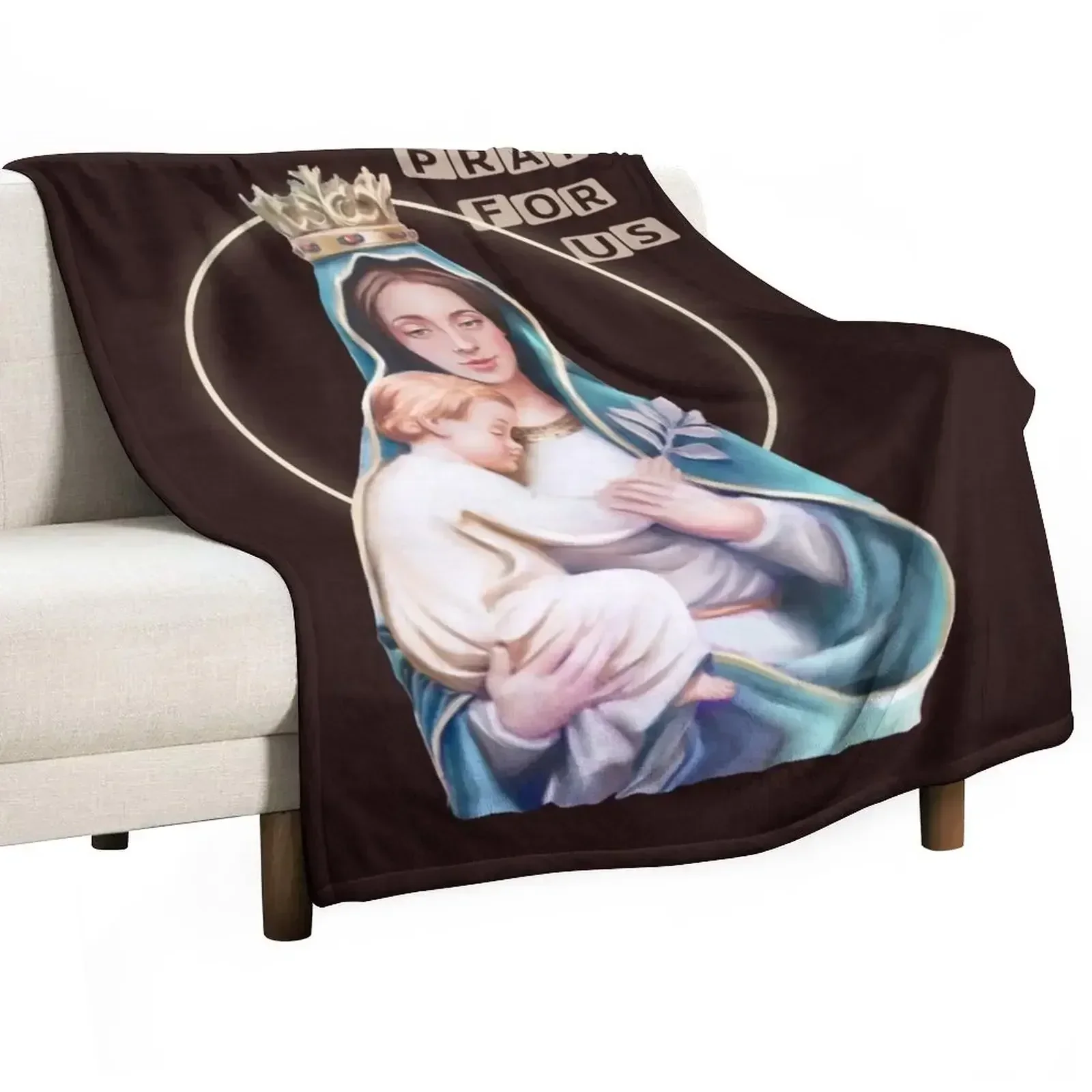 Virgin Mary and Baby Jesus Throw Blanket Polar Plaid Sofas manga Loose Decorative Beds Blankets