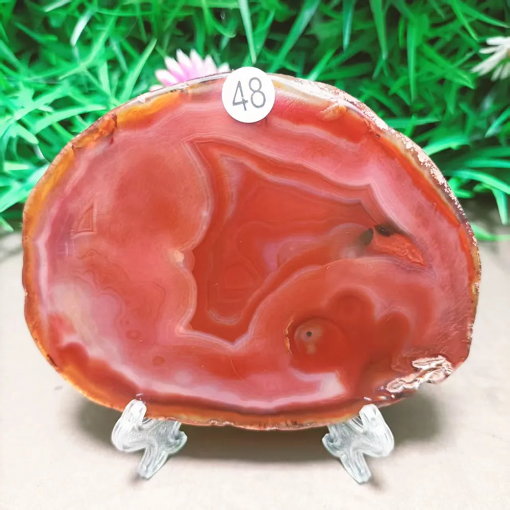 Natural quartz crystal Jelly agate plate wafer Mineral coaster healing Reiki decoration send bracket