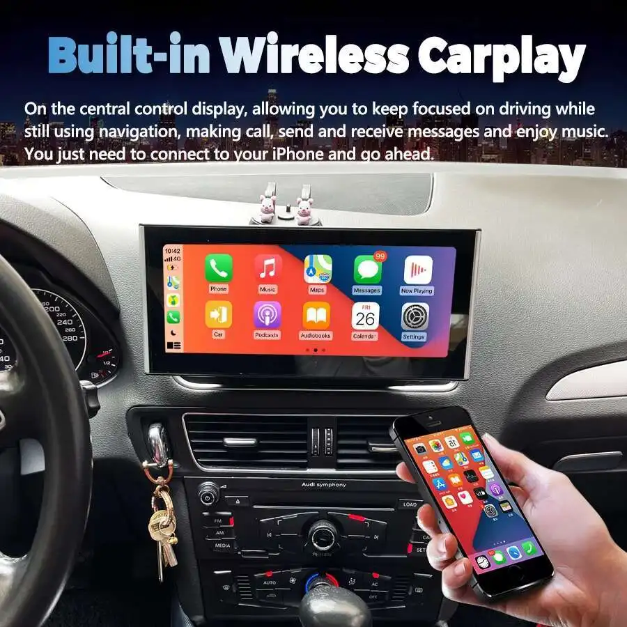 Qled Screen For AUDI Q5 2010-2018 Android 14 Car Radio Multimedia Video Player Stereo GPS Wireless CarPlay 12.3Inch 1920*720