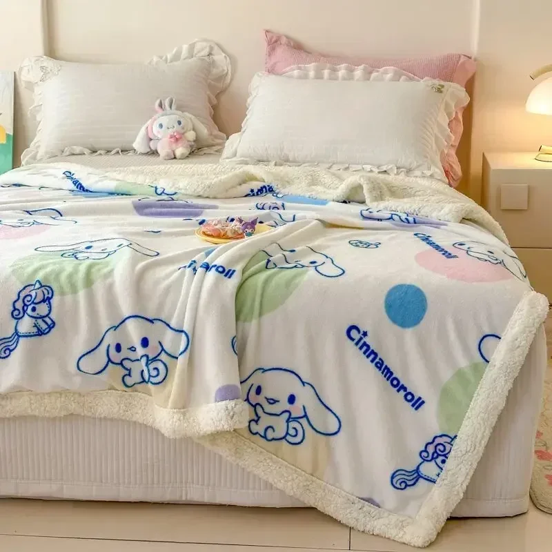 

Sanrio Cinnamoroll My Melody Anime Kawaii Milk Fleece Blanket Cute Hello Kitty Sanrio Ins Warm Nap Sofa Cover Gifts for Kids