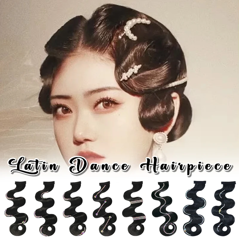 

Women Ballroom Dance Hair Accessories Headpiece Rhinestone Wavy Waltz Tango Headgear Stage Performance Dancewear