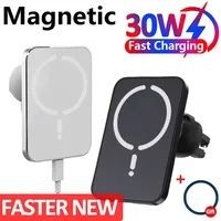 30W Magnetic Car Wireless Charger For Magsafe iPhone 12 13 14 15 16 Pro Max Air Vent Car Phone Holder Stand Fast Car Charging