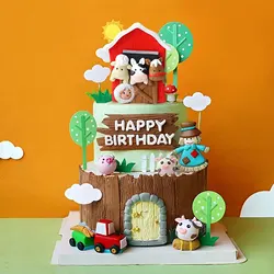 LaVenty Farm Animal Cake Decoration Sheep Cake Topper Cow Cake Decoration Pig Cake Topper for Farm Animal Party Decorations