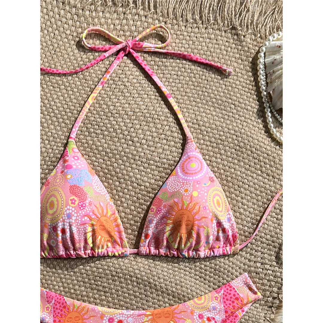S - XL 2026 Bedruckter Neckholder-Bikini Damen-Badeanzug Zweiteiliger Bikini-Set Brasilianischer Badeanzug Badebekleidung V8280 – Detail 7