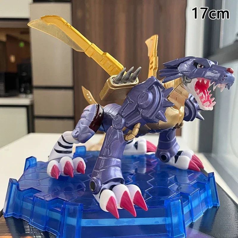 Anime Digimon Adventure Figurine Metal Garurumon Action Figures Lightable 17cm PVC Collection Model Toys Desktop Decoration Gift