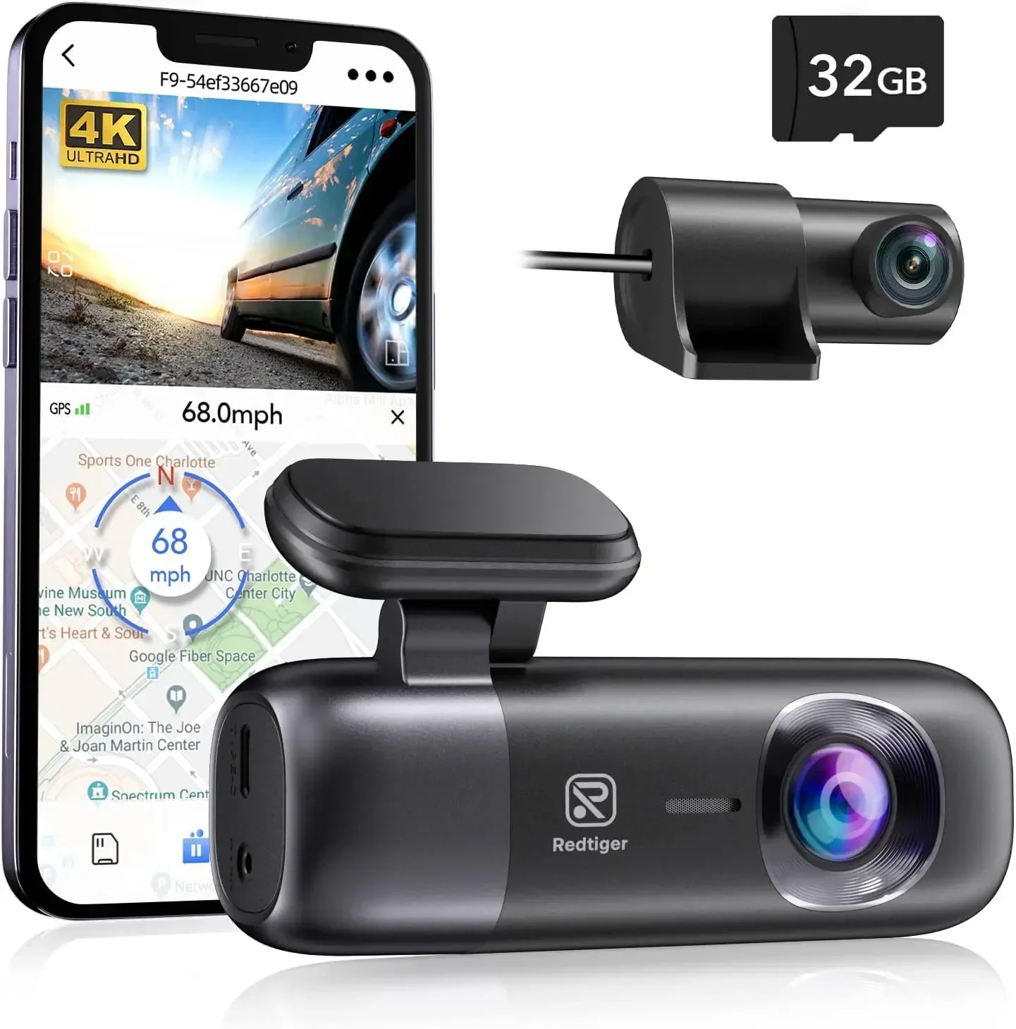 REDTIGER F9 Dashcam 4K Voor en Achter 5.8Hz WiFi GPS Autocamera voor Parkeermodus Auto DVR Nachtzicht Auto Recorder App Besturing