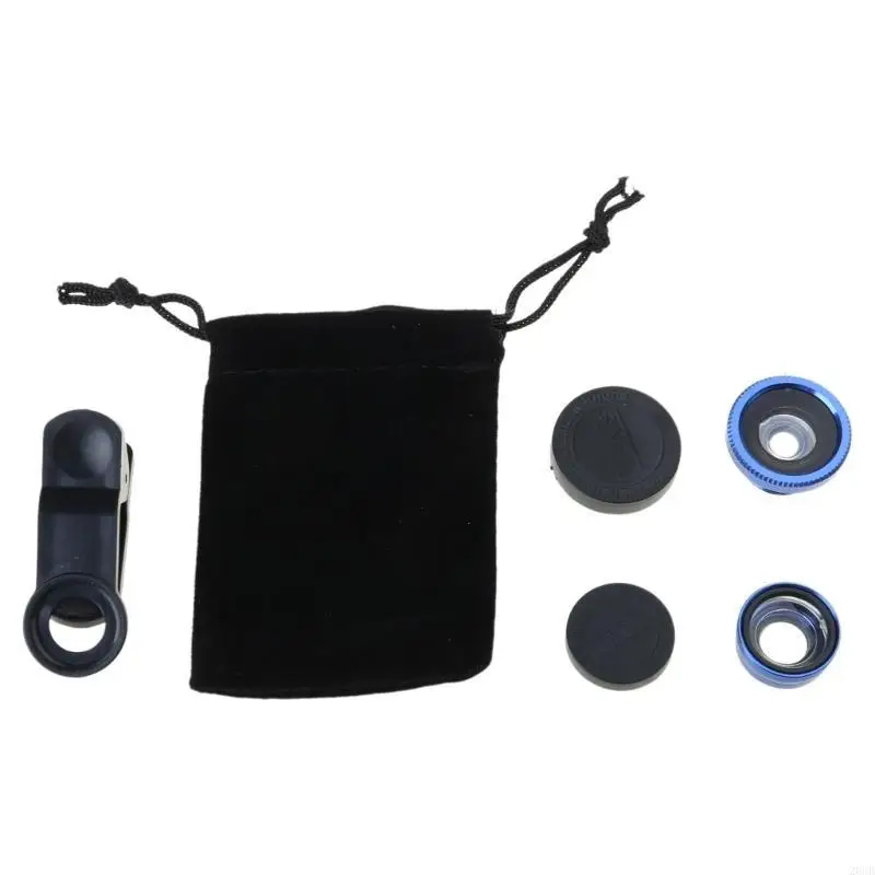 20CB 3 In 1 Camera Lens Wide Macro Fish Eye Lens Clip On Smartphone Fisheye Lens Universal Camera Lens