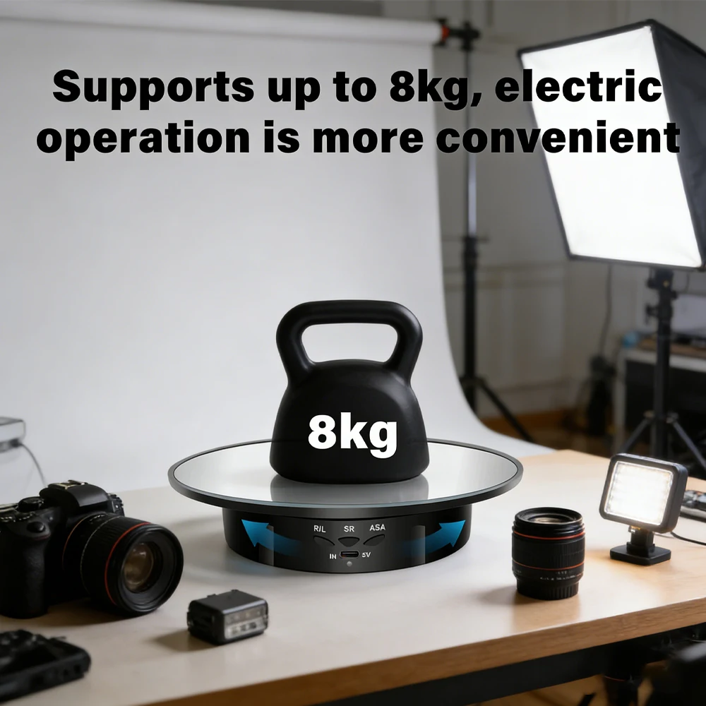 Hot Sell 200mm 3 Speeds Photography Rotating Display Stand 360 Electric Rotating Product Display Turntable For Video Shooting