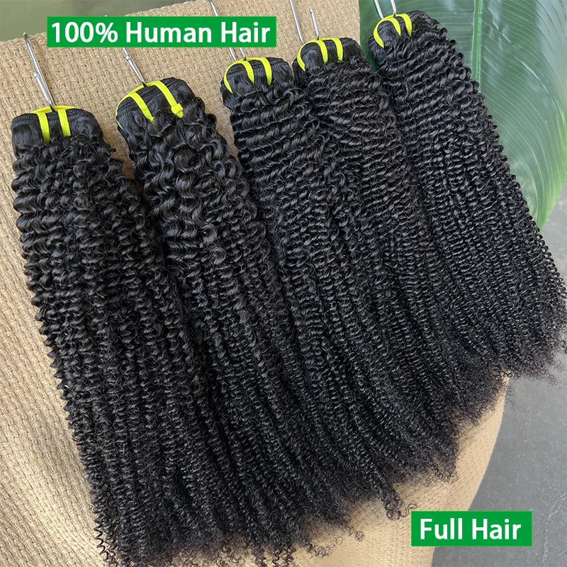 

Афро-кудрявые вьющиеся пучки человеческих волос 4C, плотные вьющиеся плетения, бразильские 100% необработанные девственные наращивания для женщин, натуральный цвет