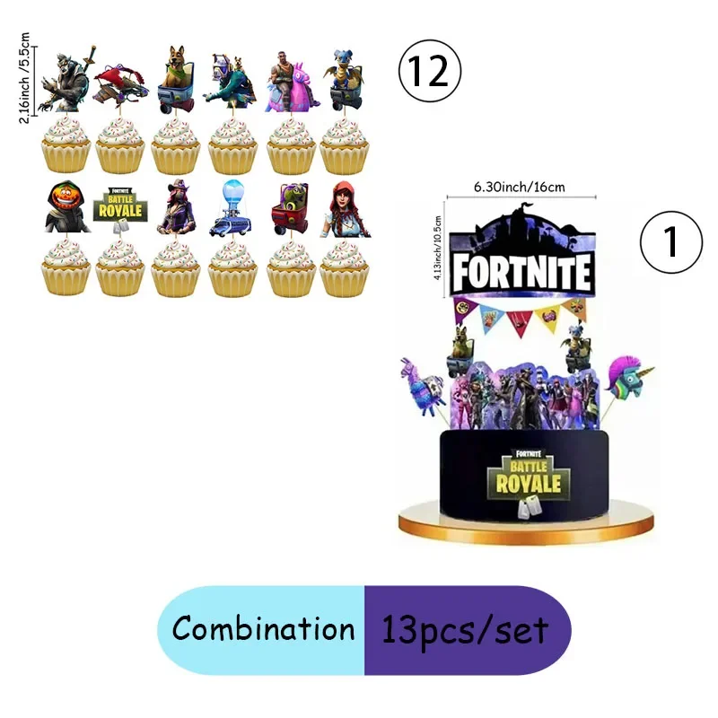Fortnite Einweg-Partydekorationsset: Teller, Becher, Strohhalme, Kombination für Feier-Tischdekoration, Spielthemen-Geburtstags-Tischzubehör – Detail 13