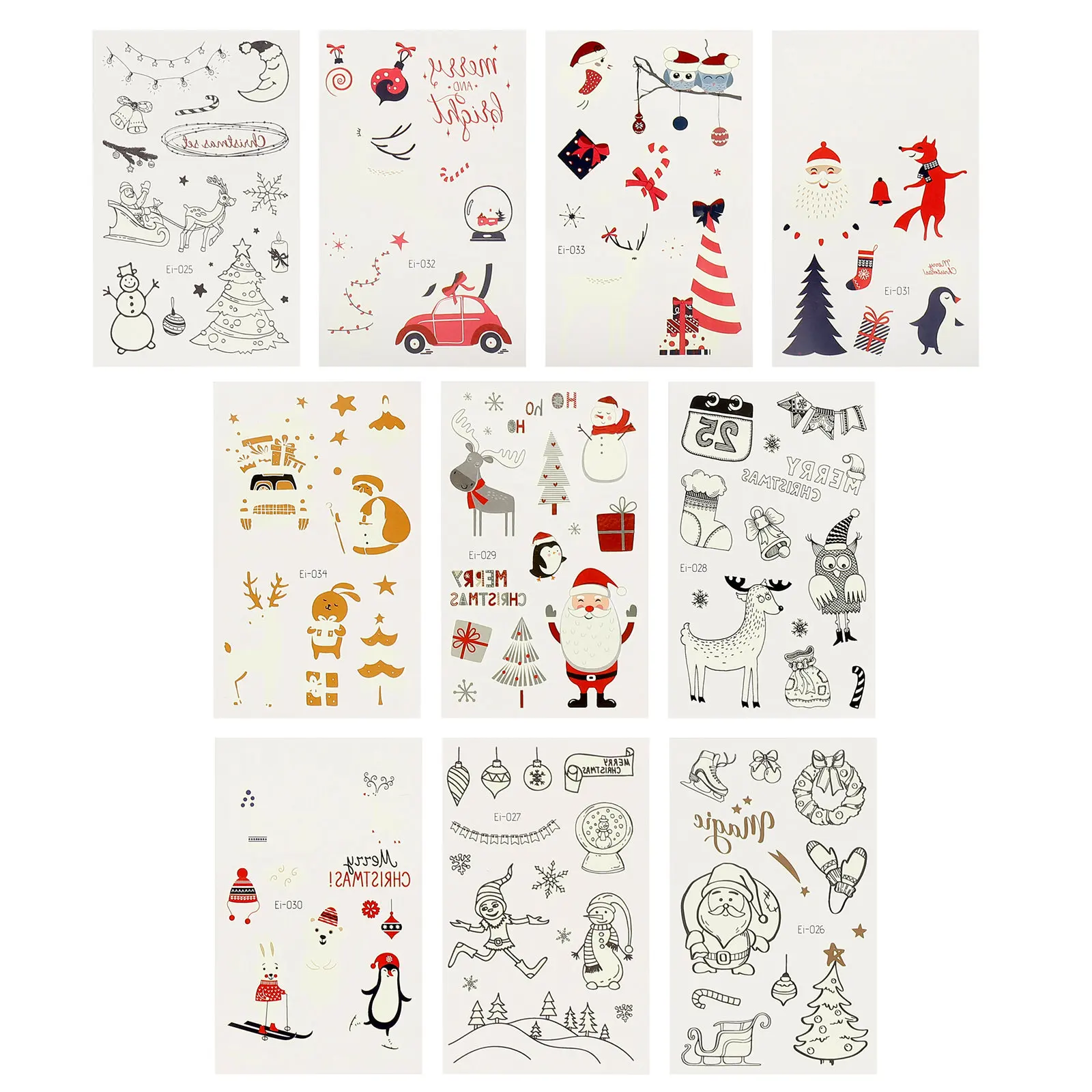 

10 Sheets Temporary Temporary Tattoos Tattoos Christmas Body Transfer Kids Party Supplies Fun Patterns Safe Friendly