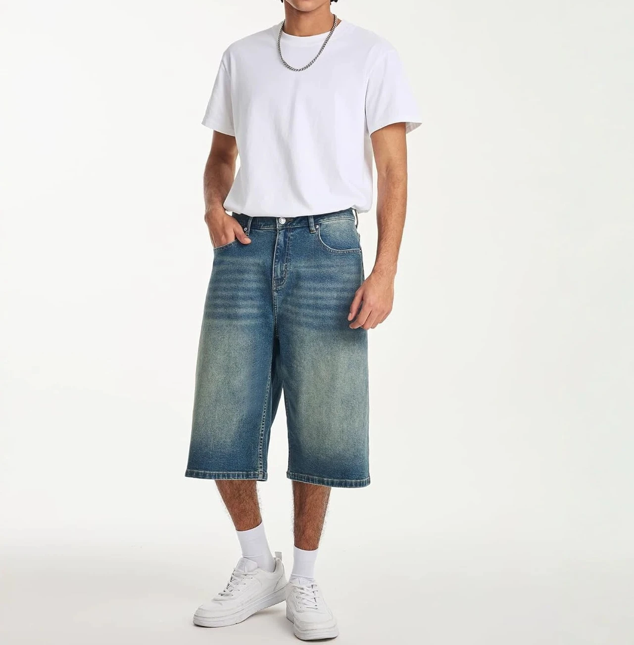 2026 Summer New Men's Jeans Shorts Personalized Straight American Versatile Five-point Pants