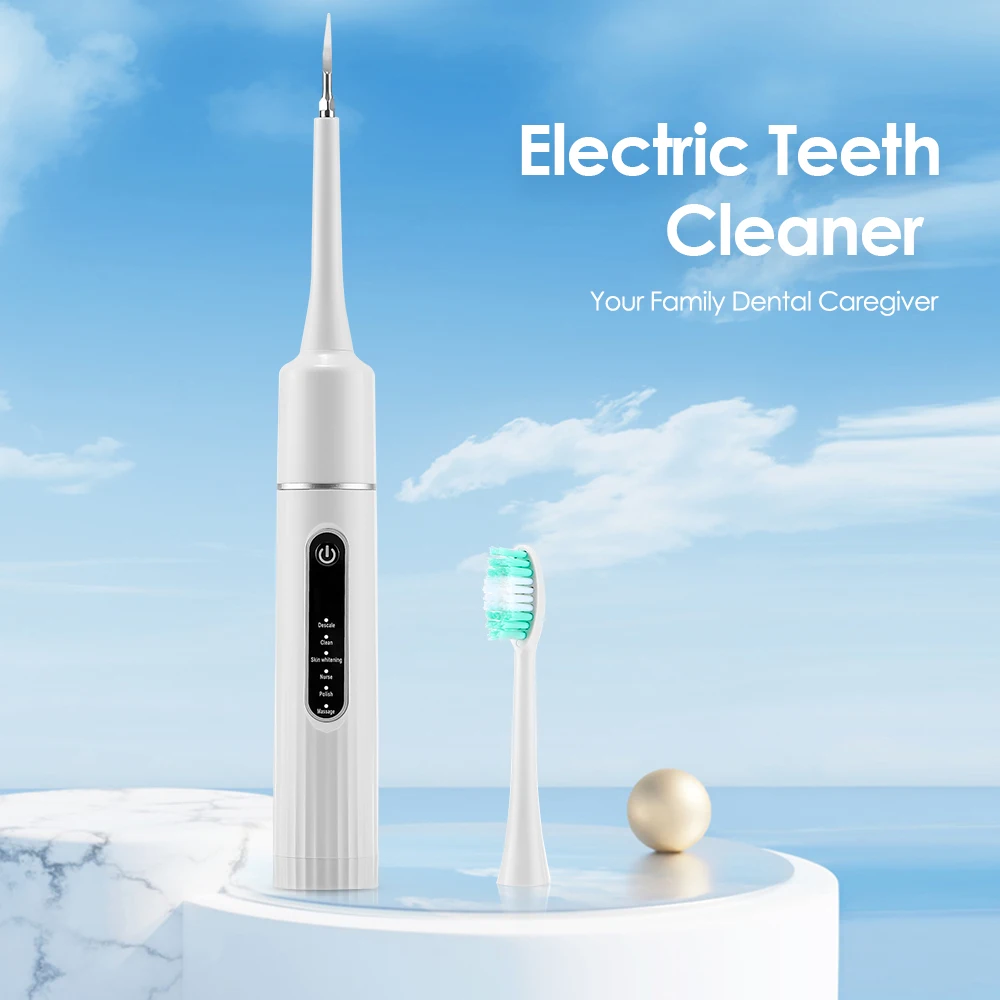 Elektrischer Zahnreiniger, wasserdichte Zahnbürste, Sonic Vibration Dental Scaler, Plaque, Zahnstein, Zahnsteinentferner, mit 5 Bürstenköpfen – Detail 5