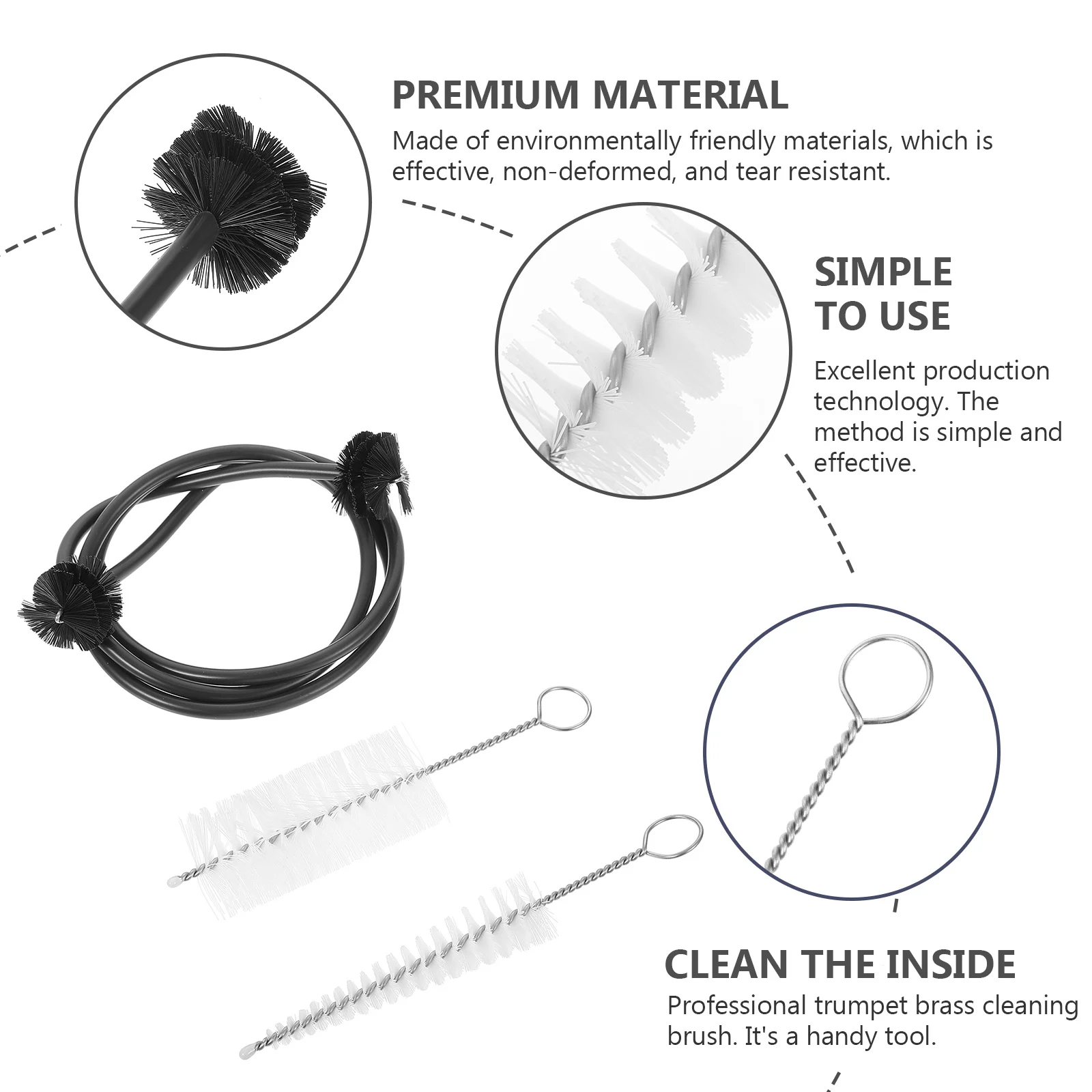 

1 set 1 Set Trumpet Cleaning Tools Kit Premium Pointed Brush Wind Instrument Supplies Maintenance Accessories Cleaner Dark Blue