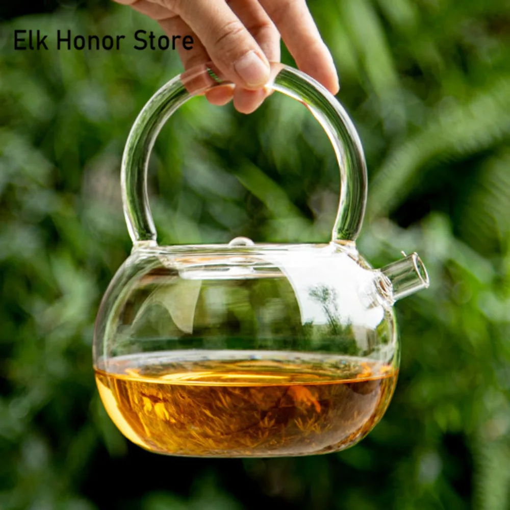 780ml Creative Apple Glass Tea Pot with Handle Chinese Heat-resistant Glass Teapot Transparent Flower Tea Pot Boil Water Kettle