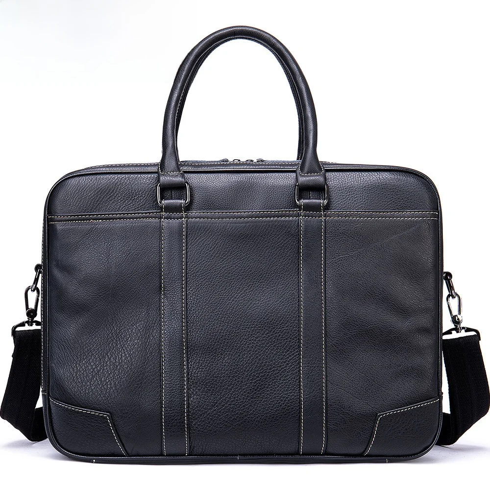 

Genuine Leather Men's Briefcase Top Layer Cowhide Handbag Single Shoulder Slant Cross Bag Business Style 14 Inch Laptop Capacity