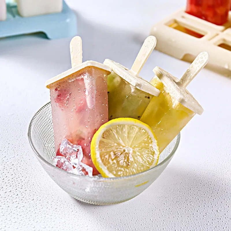 9/4 Grids Ice Cream Popsicle Mold Tray DIY Ice Cream Machine Homemade Ice Box with Plastic Stick Freezer Juice Maker Kitchen