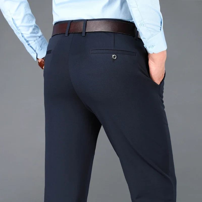 

Men's Business Casual Pants Spring Summer Elastic Trousers Office Suit Pants Quick Dry Formal Pants Breathable Comfortable