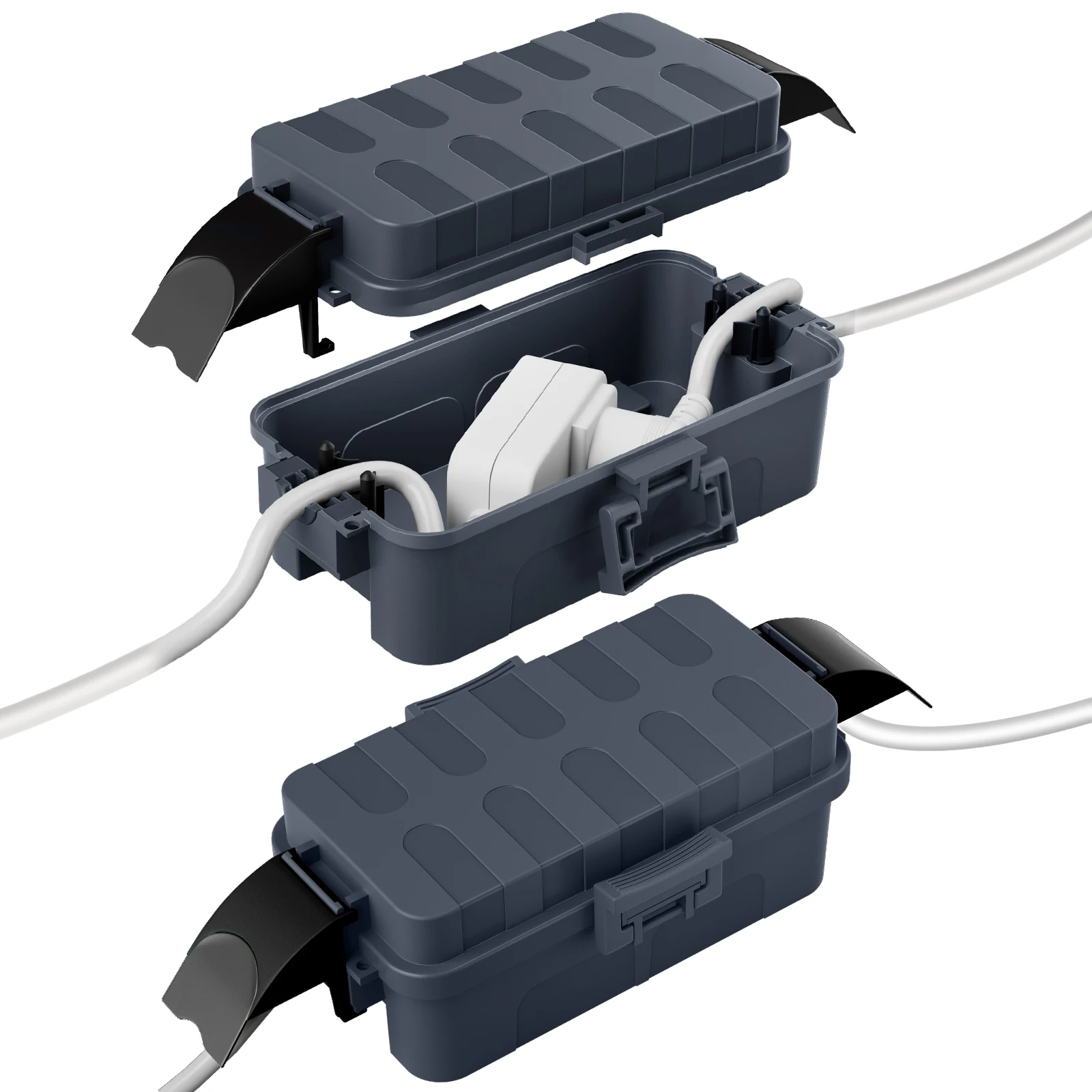 2Pcs Waterproof Electrical Box 20.5x12.5x8cm Ul50 Ul50e Certified Dual Lockable Keyholes Fits Straight Plugs For Christmas Decor