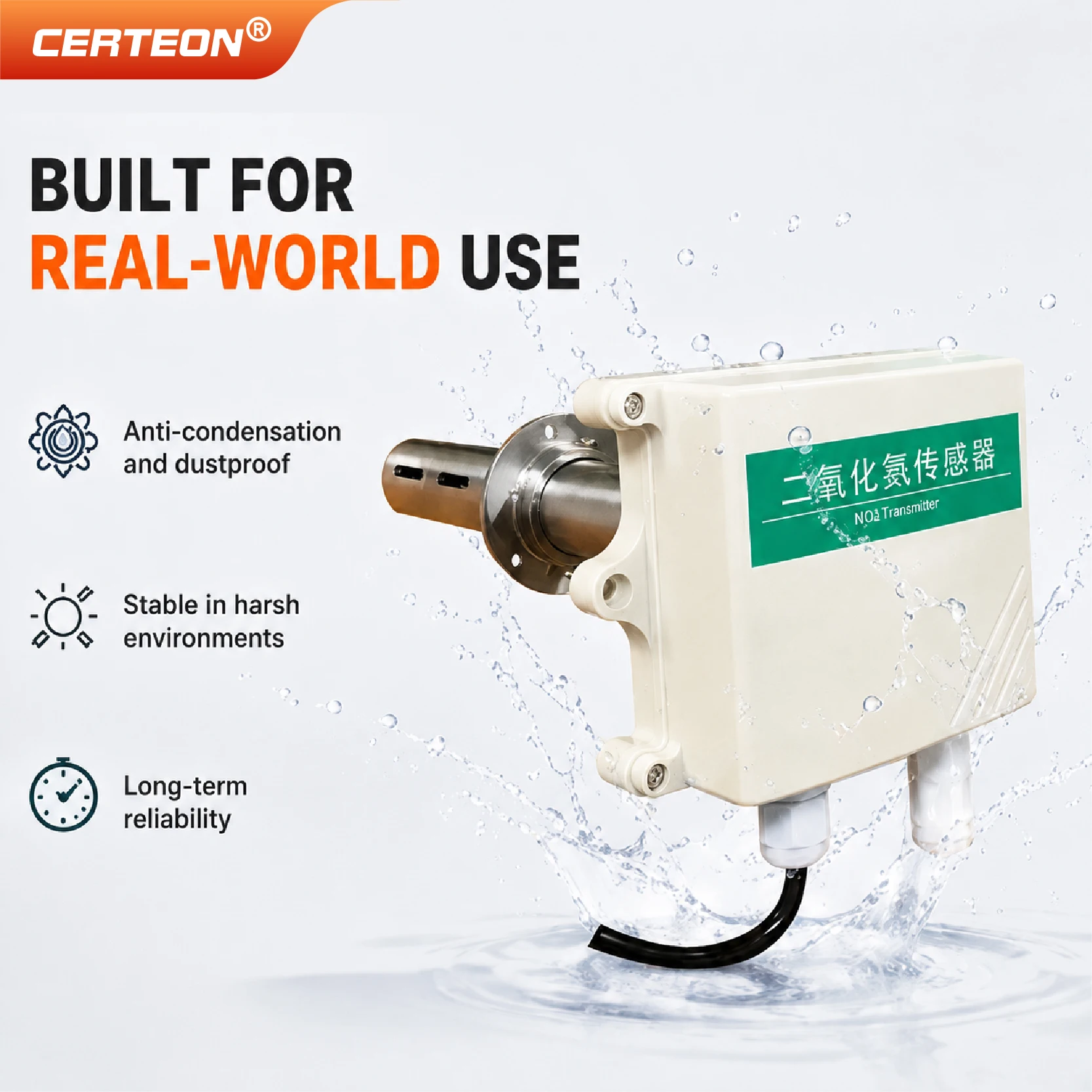 0-20ppm 0-5v 0-10v Industrial Air Quality Monitor Nitrogen Dioxide No2 Sensor Duct Mount Rs485 Gas Transmitter 4-20ma 0-2000PPM