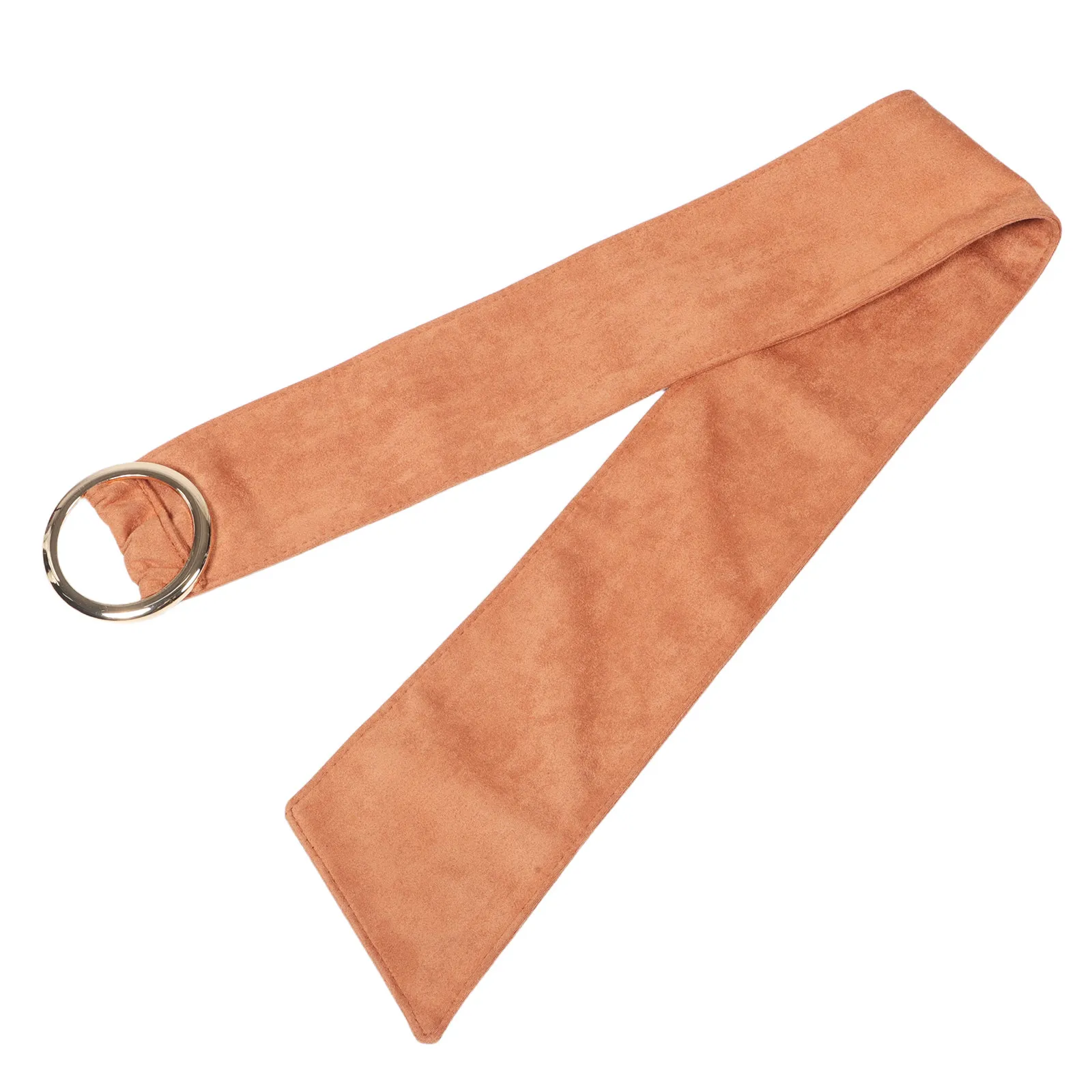 

Широкий коричневый пояс с круглой пряжкой из искусственной замши для женщин, эластичный пояс-кушак для платьев, пальто и повседневной одежды.