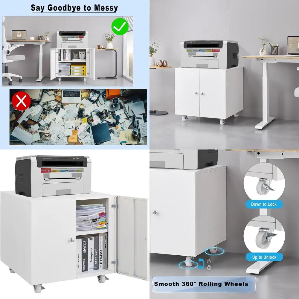 

Мобильная подставка для принтера с отсеком для хранения, белая, для принтеров, сканеров, факсов и компьютеров