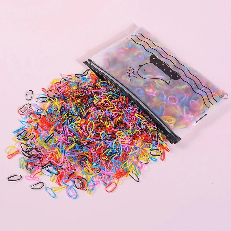 1000/2000 Stück bunte kleine Einweg-Haarbänder Scrunchie Mädchen elastisches Gummiband Pferdeschwanzhalter Haarschmuck Haargummis – Detail 5